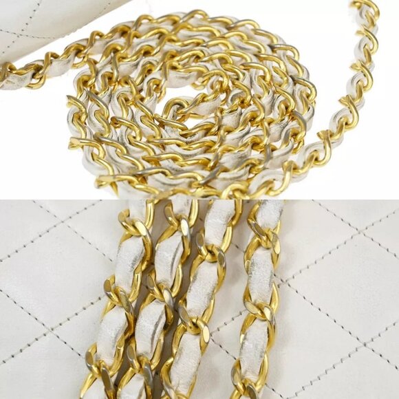 CHANEL CC Logo Matelasse Chain Shoulder Bag Leather White GHW - Picture 12 of 16
